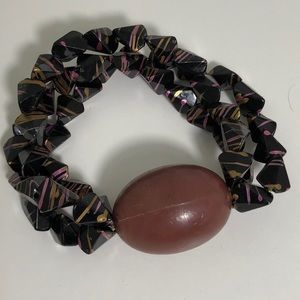 Big Brown Acrylic Bead Stretch Bracelet